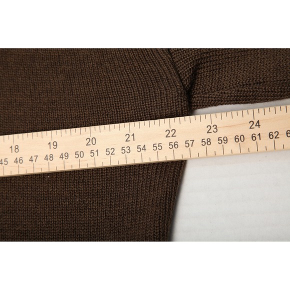 Vintage USGI Military Sweater Mens Large Brown 100% Wool Henley Pullover 90s - Picture 6 of 9